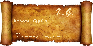 Kaposy Gyula névjegykártya